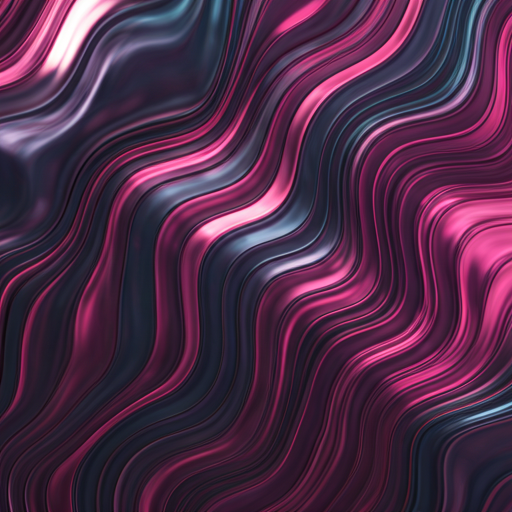 Fluid abstract artwork in violet, magenta, and graphite tones